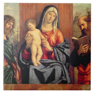Madonna en kind met sint-janskruid en sint-janskru tegeltje