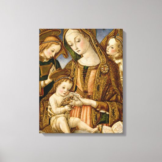Madonna en kind met twee Angels Canvas Afdruk (Voorkant)