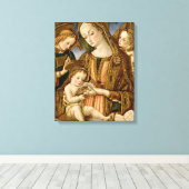 Madonna en kind met twee Angels Canvas Afdruk (Insitu (Houten vloer))