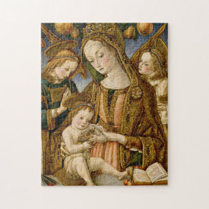 Madonna en kind met twee Angels Legpuzzel