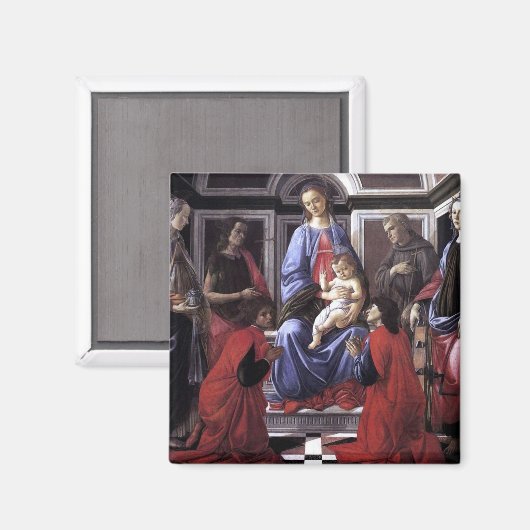 Madonna en kind met zes heiligen - Botticelli - ca Magneet (Voorkant / Achterkant)