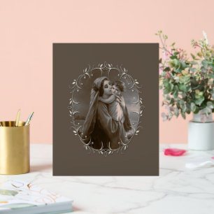  Madonna en kind met zilveren Lijst Acryl Bord