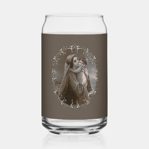  Madonna en kind met zilveren Lijst Blikvorm Glas