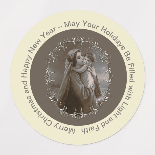  Madonna en kind met zilveren Lijst Labels (Design 2)