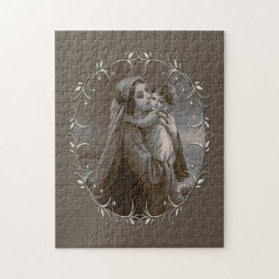 Madonna en kind met zilveren Lijst Legpuzzel