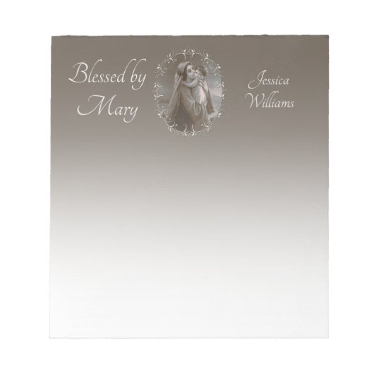 Madonna en kind met zilveren Lijst Notitieblok (Voorkant)