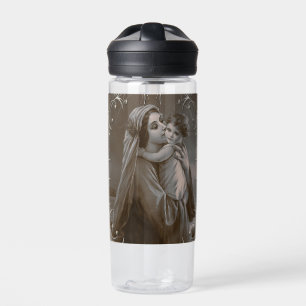 Madonna en kind met zilveren Lijst Waterfles