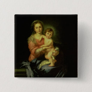 Madonna en kind na 1638 vierkante button 5,1 cm