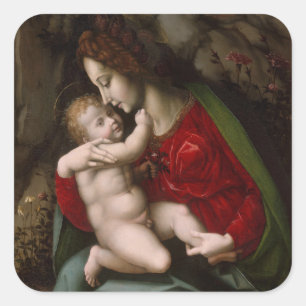 Madonna en kind, ongeveer 1520 vierkante sticker