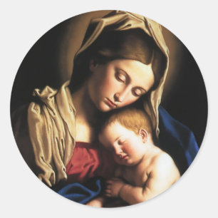 MADONNA EN KIND RONDE STICKER