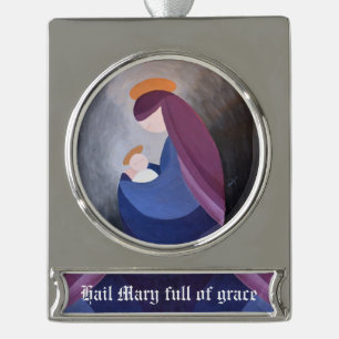 Madonna en kind verzilverd banner ornament