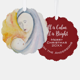 Madonna en Kind Waterverf Moderne Religie Ornament Kaart
