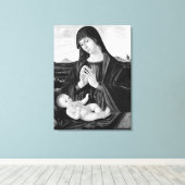 Madonna en kind zwart-wit olieverfschilderij canvas afdruk (Insitu (Houten vloer))