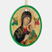 Madonna en kindkerst en groen lijst keramisch ornament (Rechts)