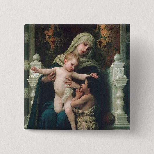 Madonna- en kindknop vierkante button 5,1 cm (Voorkant)