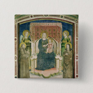 Madonna Enthroned met St. Francis van Assisi Vierkante Button 5,1 Cm