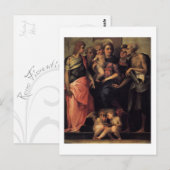 Madonna Enthronée avec la carte postale Four Saint (Devant / Derrière)