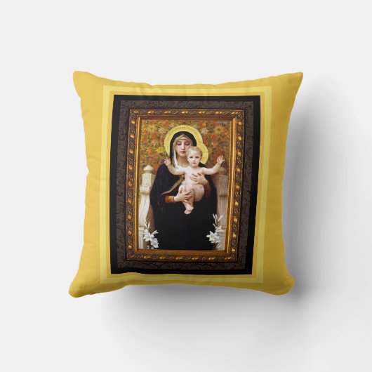 Madonna et Child Fine Art Coussin Imprimer (Verso)