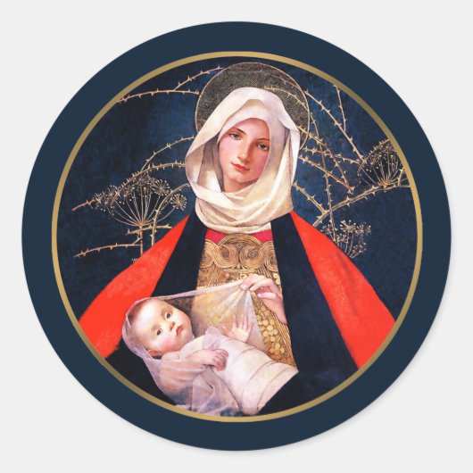 Madonna et Child. Stickers de Noël Art (Devant)