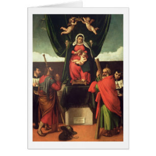 Madonna et enfant couronnés avec quatre saints,