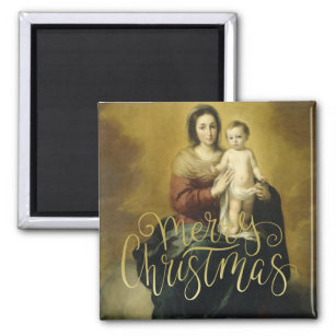 Madonna et l'enfant, Magnets de Noël des beaux-art