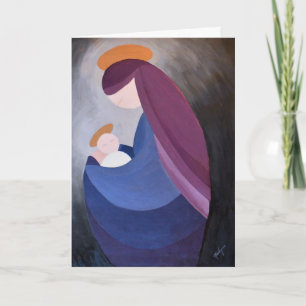 Madonna et peinture de l'enfant Carte de Noël plié