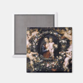 Madonna Floral Wreath With Child par Rubens Magnet (Recto/Verso)