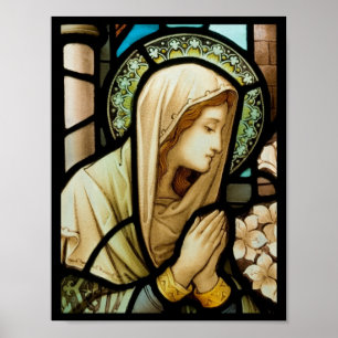 Madonna in het Glas in lood van Prayer Poster