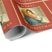 Madonna & Kind Traditionele Religieuze Kerstmis Cadeaupapier (Rol Hoek)