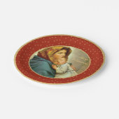 Madonna & Kind Traditionele Religieuze Kerstmis Papieren Bordje (Gekanteld)