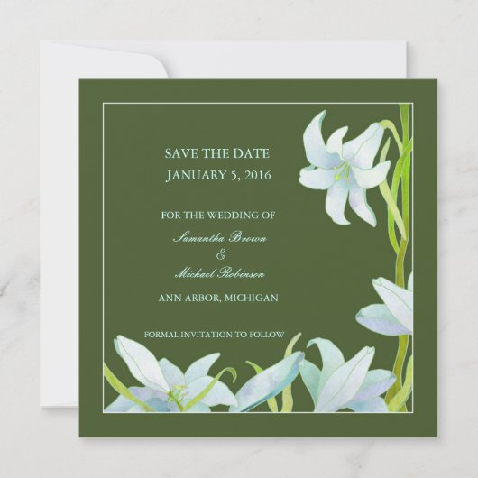 Madonna Lily Sauvez la date de mariage Invitations (Devant)