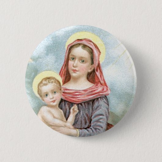Madonna met Christus Kind Ronde Button 5,7 Cm (Voorkant)