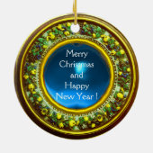 MADONNA MET KIND, ANGELS FLORAL CROWN Blue Gem Keramisch Ornament (Achterkant)