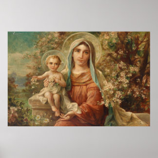 Madonna met kind door Hans Zatzka - poster