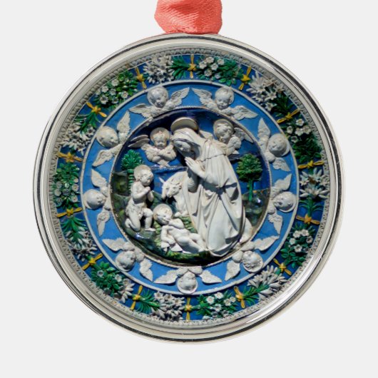 MADONNA MET KIND EN ANGELS METALEN ORNAMENT (Voorkant)