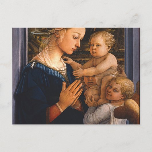 Madonna met kind en twee engelen van Filippo lippi Briefkaart (Voorkant)