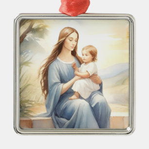 Madonna met kind Jezus Metalen Ornament