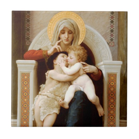 Madonna met kind & Johannes de Doper, Bouguereau Tegeltje (Voorkant)