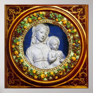MADONNA MET KIND  RENAISSANCE BLOEMENKRANS POSTER
