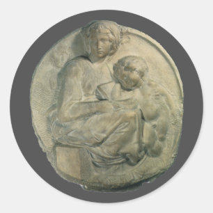 Madonna met kind, Tondo Pitti van Michelangelo Ronde Sticker