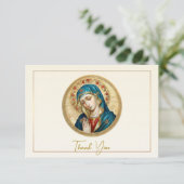 Madonna met Rozen begrafenis Bedankkaart (Staand voorkant)