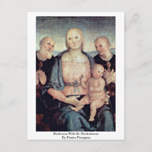 Madonna met St. Herkulanus door Pietro Perugino Briefkaart
