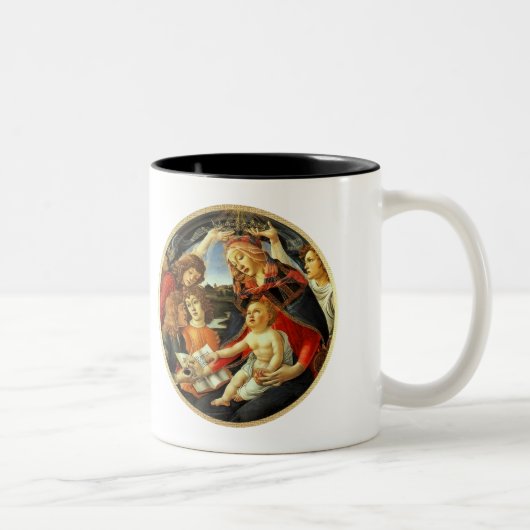 Madonna van Botticelli. kerstcadeau-Mok Tweekleurige Koffiemok (Rechts)