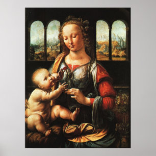 Madonna van de anjer, Leonardo da Vinci Poster