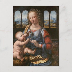 Madonna van de anjer van Da Vinci ansichtkaart Briefkaart