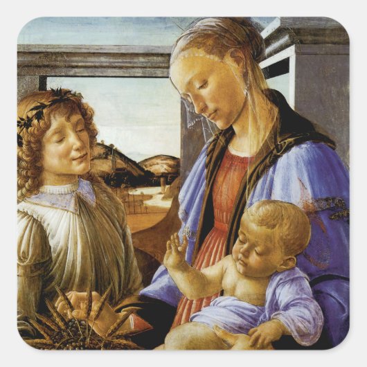 Madonna van de Eucharist Vierkante Sticker (Voorkant)