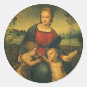 Madonna van de Goldfinch door Raphael Sanzio Ronde Sticker