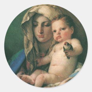 Madonna van de Goudvink door Tiepolo, Vintage Kuns Ronde Sticker