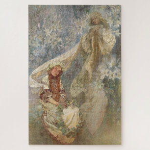 Madonna van de Lelies door Alphonse Mucha Legpuzzel