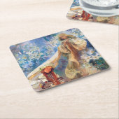 Madonna van de Lily, Mucha Vierkante Kartonnen Onderzetter (Schuin)